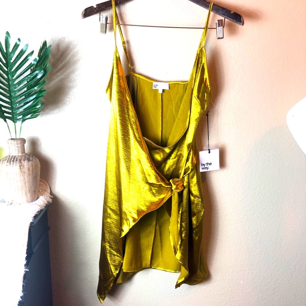 By the way || Gold Spaghetti Wrap Dress